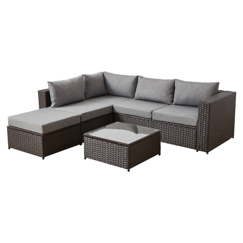 Wicker/Rattan 5 - Person Seating Group with Cushions