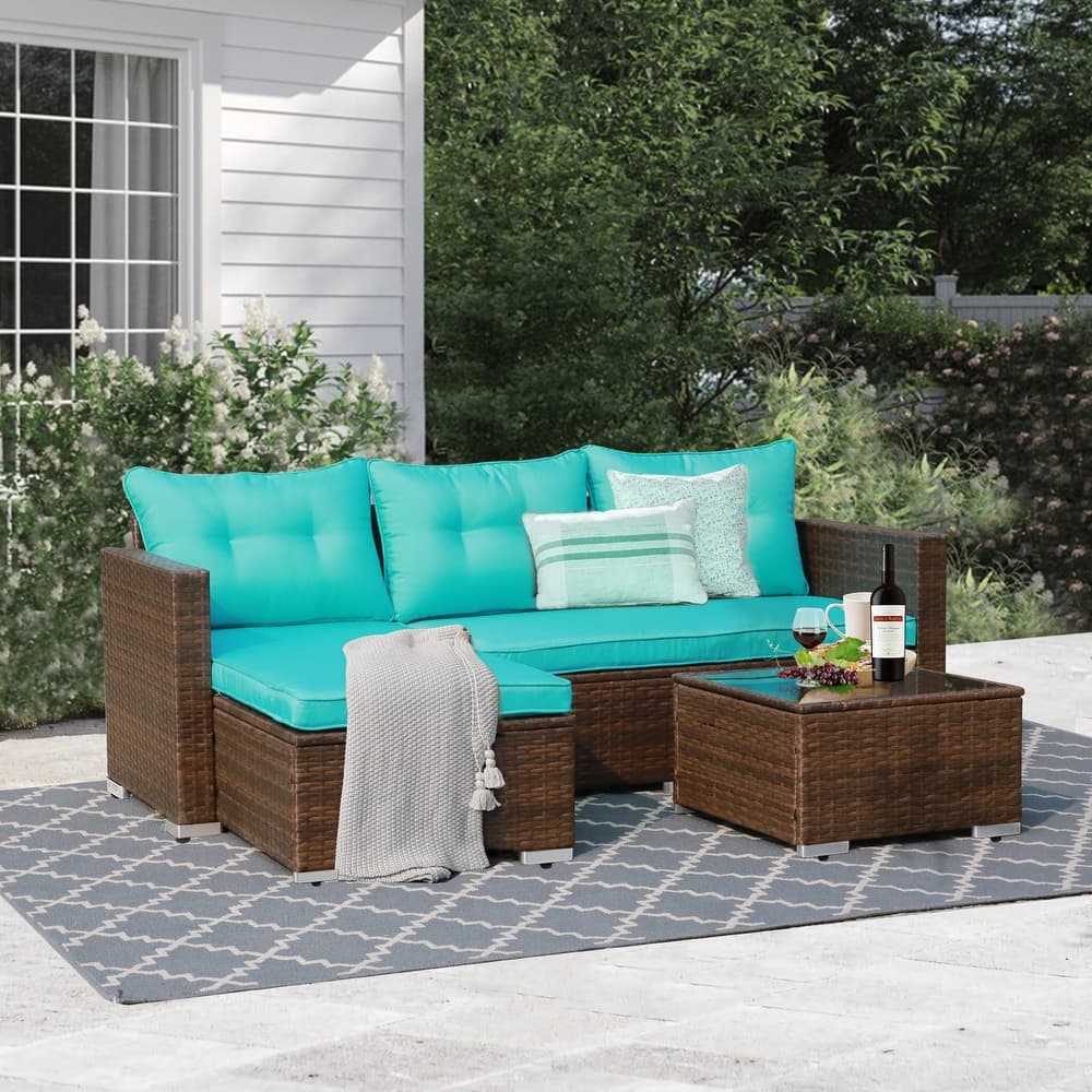 PE Wicker 3-piece Outdoor Sectional Set