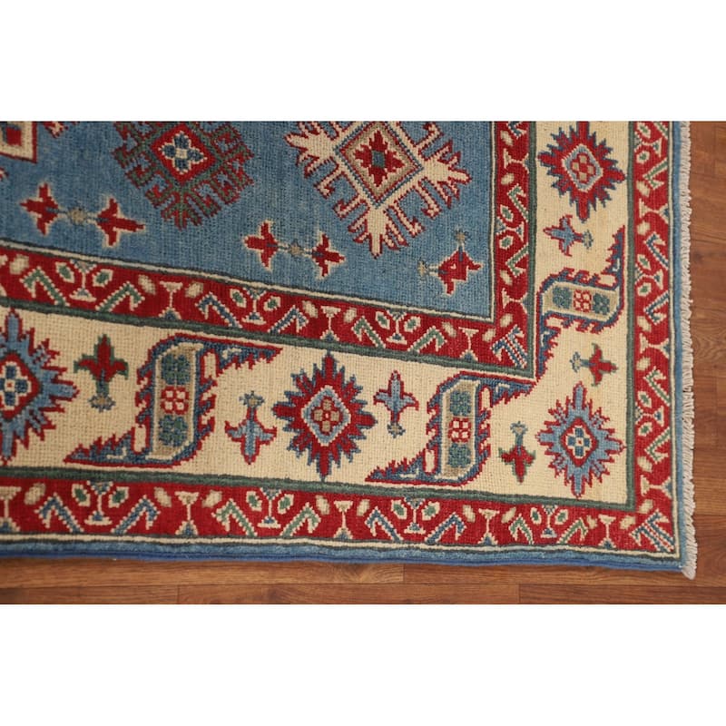 Light Blue Kazak Rug Handmade Oriental Wool Carpet - 5'0" x 7'4"