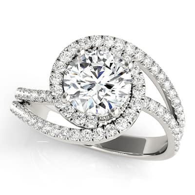Auriya 14k White Gold Lab Grown Round Diamond Halo Engagement Ring 0.50 to 5.00 ct. tw. (F-G VS)