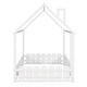 preview thumbnail 57 of 60, Kids Wood Bed, House Bed Frame with Fence-Shaped Guardrails for Teens Girls Boys, Slats are not Included