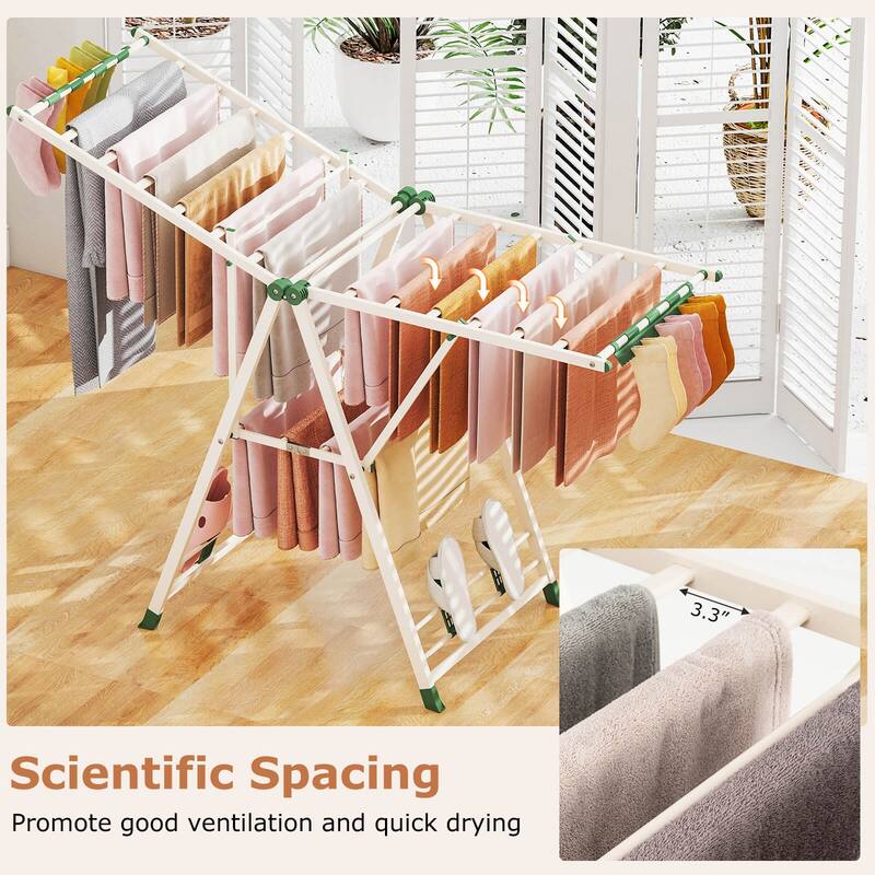 Costway Foldable Metal Laundry Drying Rack with Height Adjustable - See Details