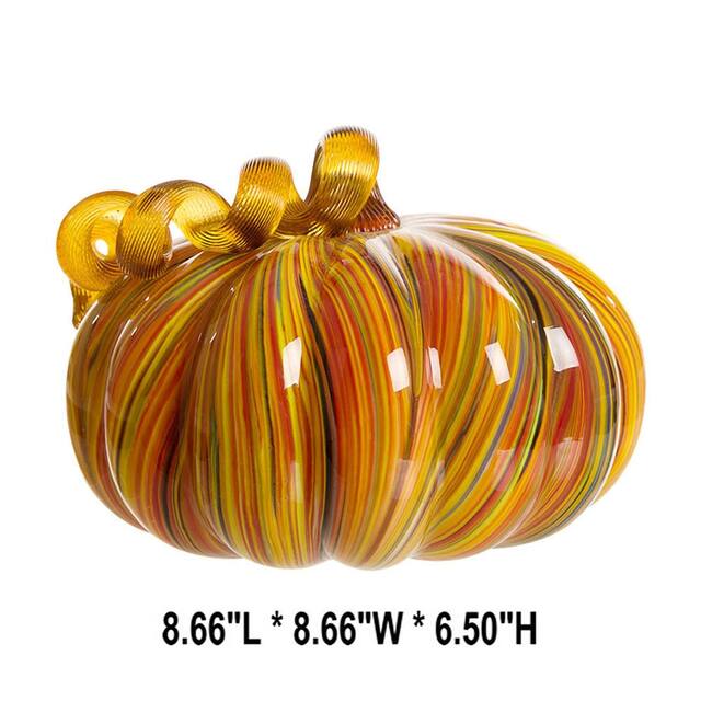Glitzhome Multi Striped Handblown Glass Pumpkins - B