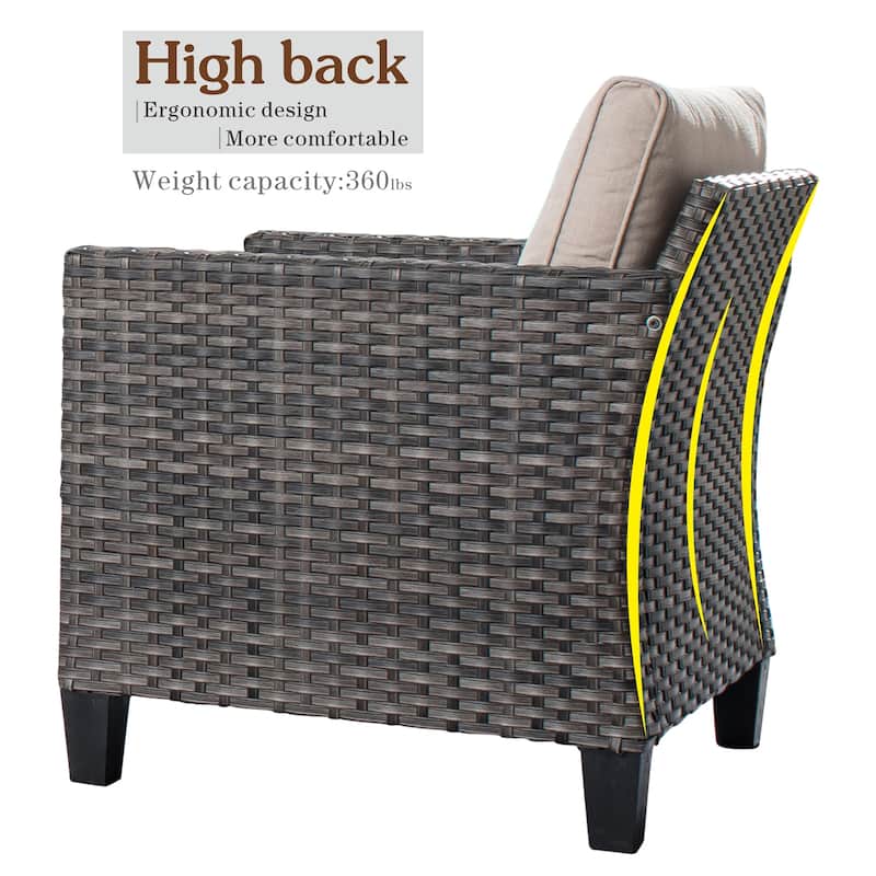 OVIOS Outdoor Patio Wicker Conversation Chairs Set