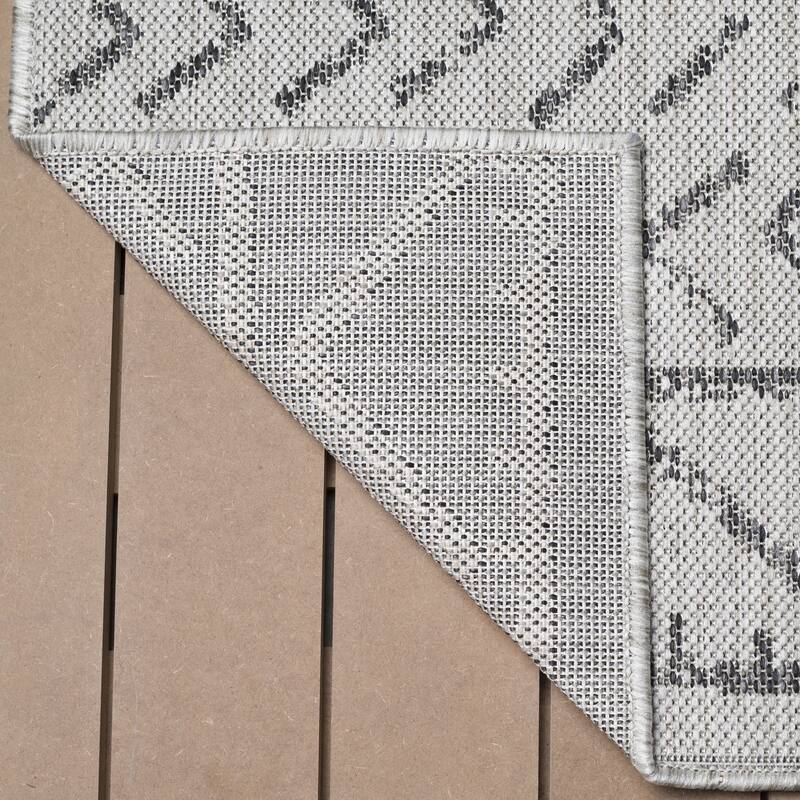 Beverly Rug Dark Grey Trellis Indoor Outdoor Rug, Outside Carpet for Patio, Deck, Porch