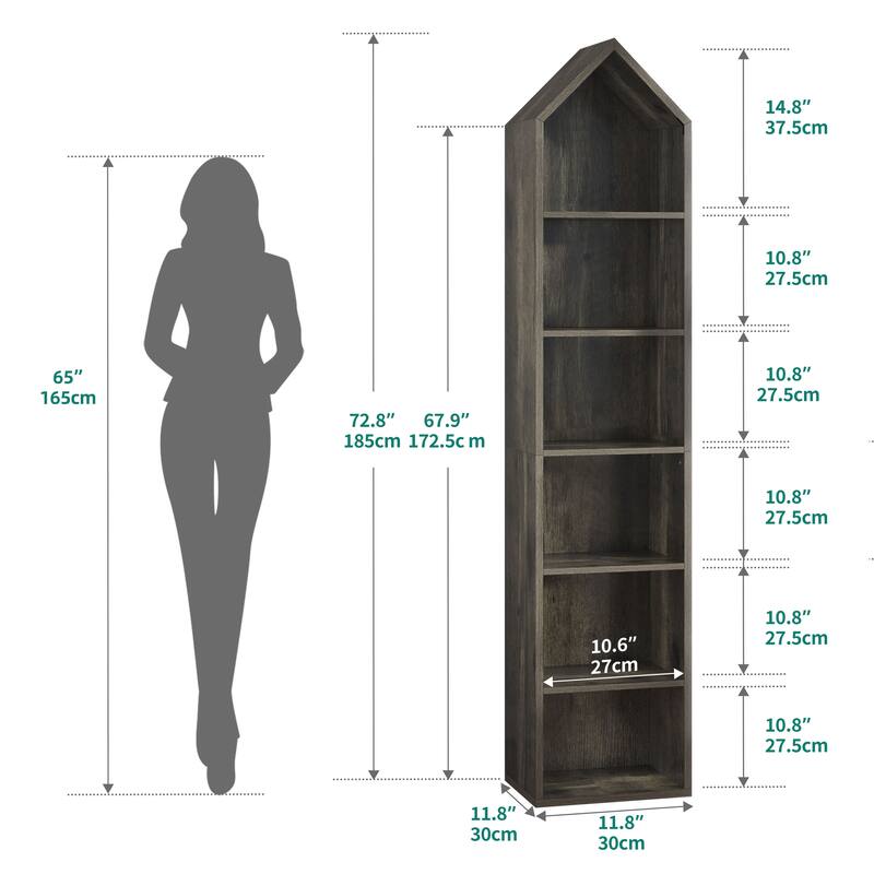 Moasis 6 Tier Tall Narrow Bookshelf and Bookcase Cube Storage Organizer