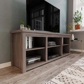 TV Stand for up to 80" TVs with 6 Open Storage Compartments - 65 inches