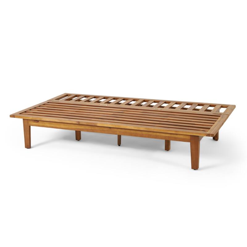 Jill Outdoor Acacia Wood Outdoor Convertible Daybed with Cushion by Christopher Knight Home