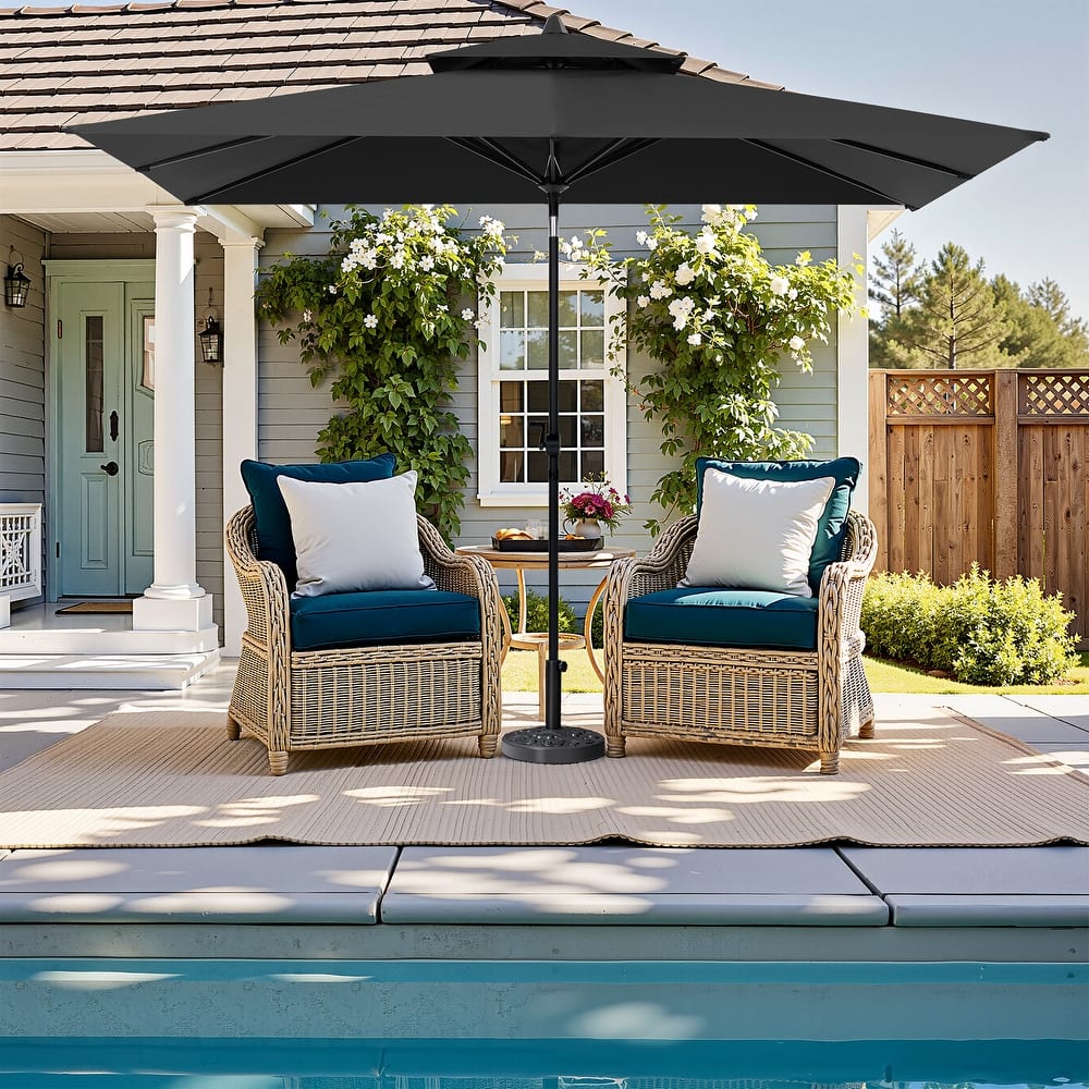 Crestlive Products 10 x 6.5 FT Rectangular Patio Market Umbrella with Black Base Included