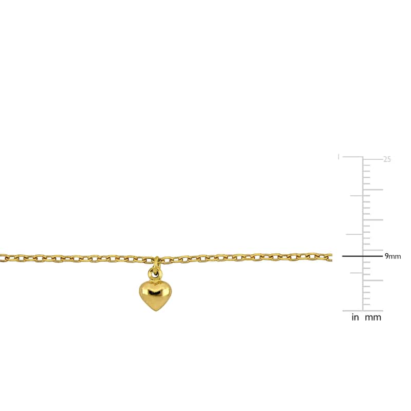 Miadora Five Heart Charm Station Bracelet 14K Yellow Gold