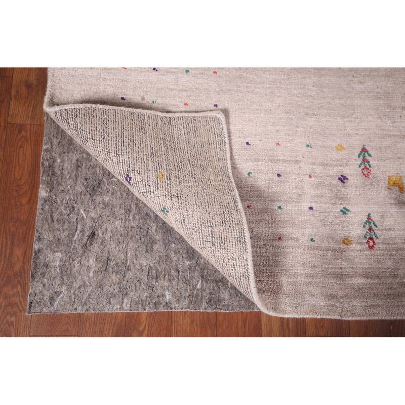 Gabbeh Indian Area Rug Hand-Knotted Beige Wool Carpet - 4'9"x 7'9"