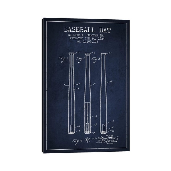 iCanvas "Baseball Bat Navy Blue Patent Blueprint" by Aged Pixel Canvas Print. Opens flyout.