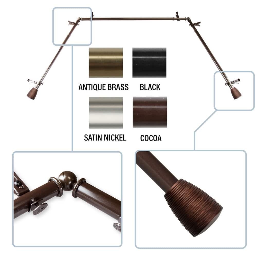 InStyleDesign Zephania 13/16" Bay curtain rod 20"-36", 38"-72"