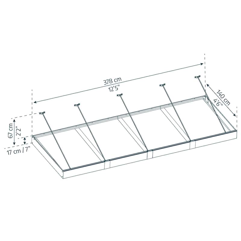 Sophia XL 5 ft. Door Awning Kit - Grey Structure & Clear Panels