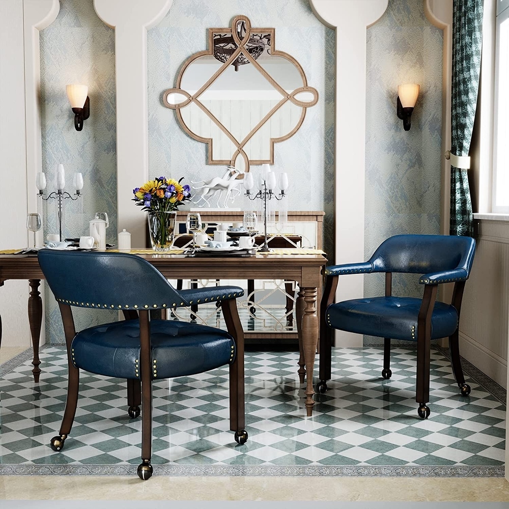 Navy leather sales dining chair