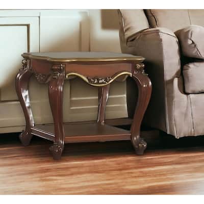 HomeRoots 24" Oak Solid Wood Square End Table With Shelf - 24