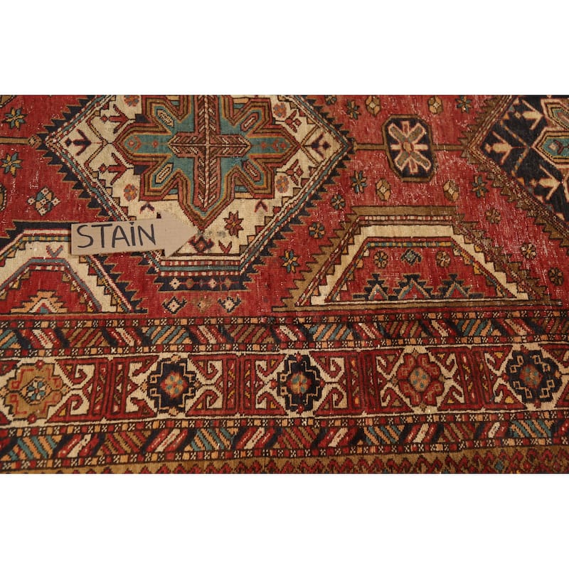 Hand Knotted Oriental 100% Wool Carpet Traditional Geometric Oranges & Rust Bakhtiari Area Rug - 10' 7'' X 4' 6''