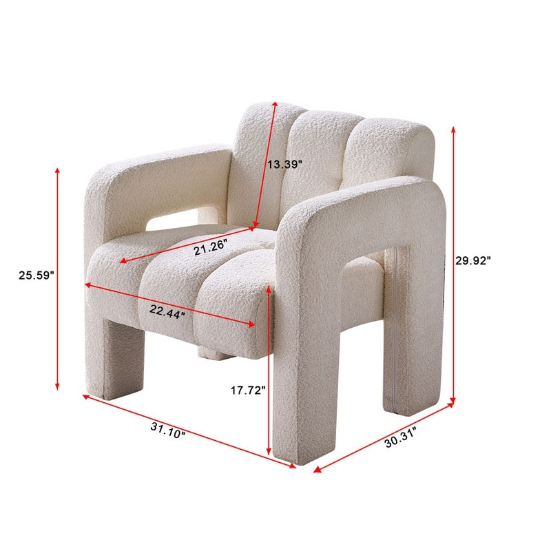 31.10" Wide Boucle Upholstered Accent Chair, Modern Comfy Single Lounge Armchair for Living Room, Bedroom, Apartment
