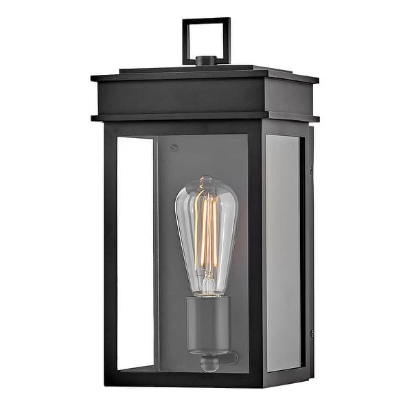 slide 1 of 1, Lark 82060 Cole 1 Light 13" Tall Outdoor Wall Sconce with Clear Glass Black