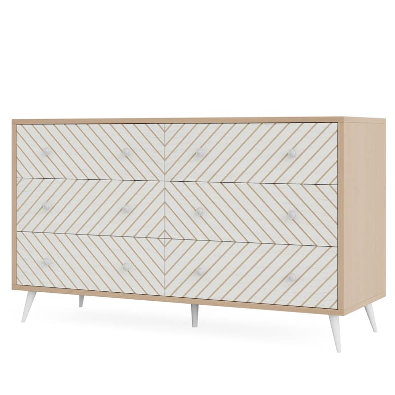 6-Drawer Double Dresser for Bedroom, 47-inch Chest of Drawers with Metal Legs for Living Room