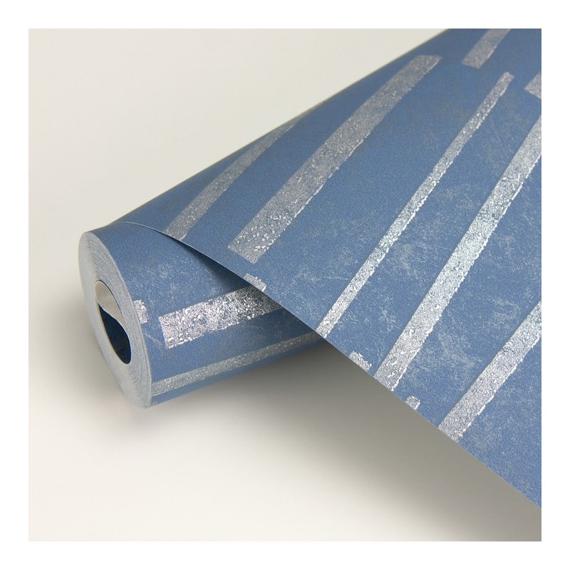 Brewster Luminescence Blue Abstract Stripe Wallpaper - 21 x 396 x 0.025