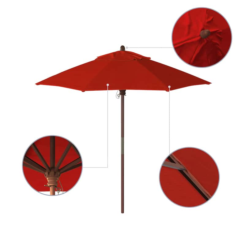 Port Lavaca 7.5ft Round Sunbrella Wooden Patio Umbrella by Havenside Home, Base Not Included