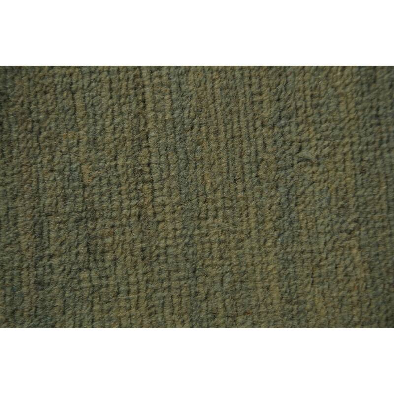 Green Gabbeh Modern Runner Rug Handmade Wool Carpet - 2'7" x 9'7"