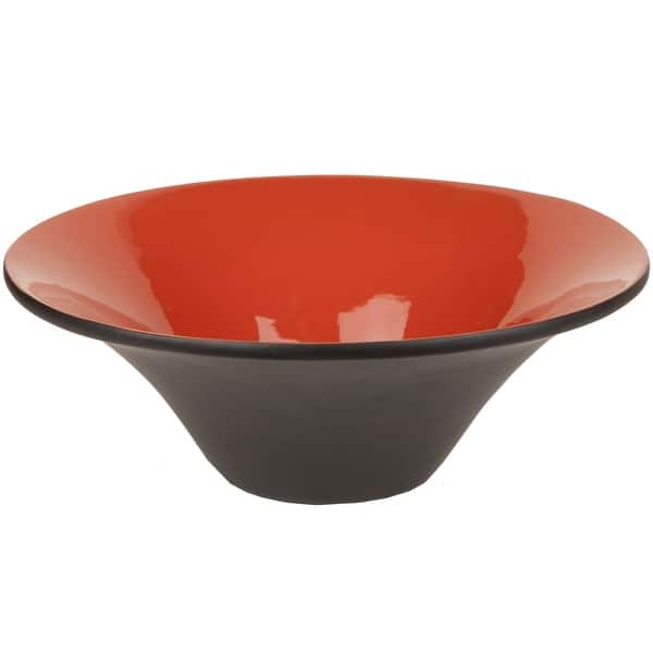 Shop 16 Orange And Charcoal Black Glazed Finish Decorative Bowl Overstock 22671306