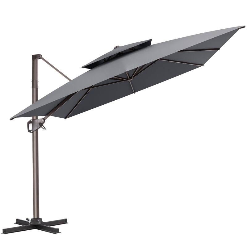 11 × 9 ft Outdoor Patio Cantilever Offset Dual Top Umbrella