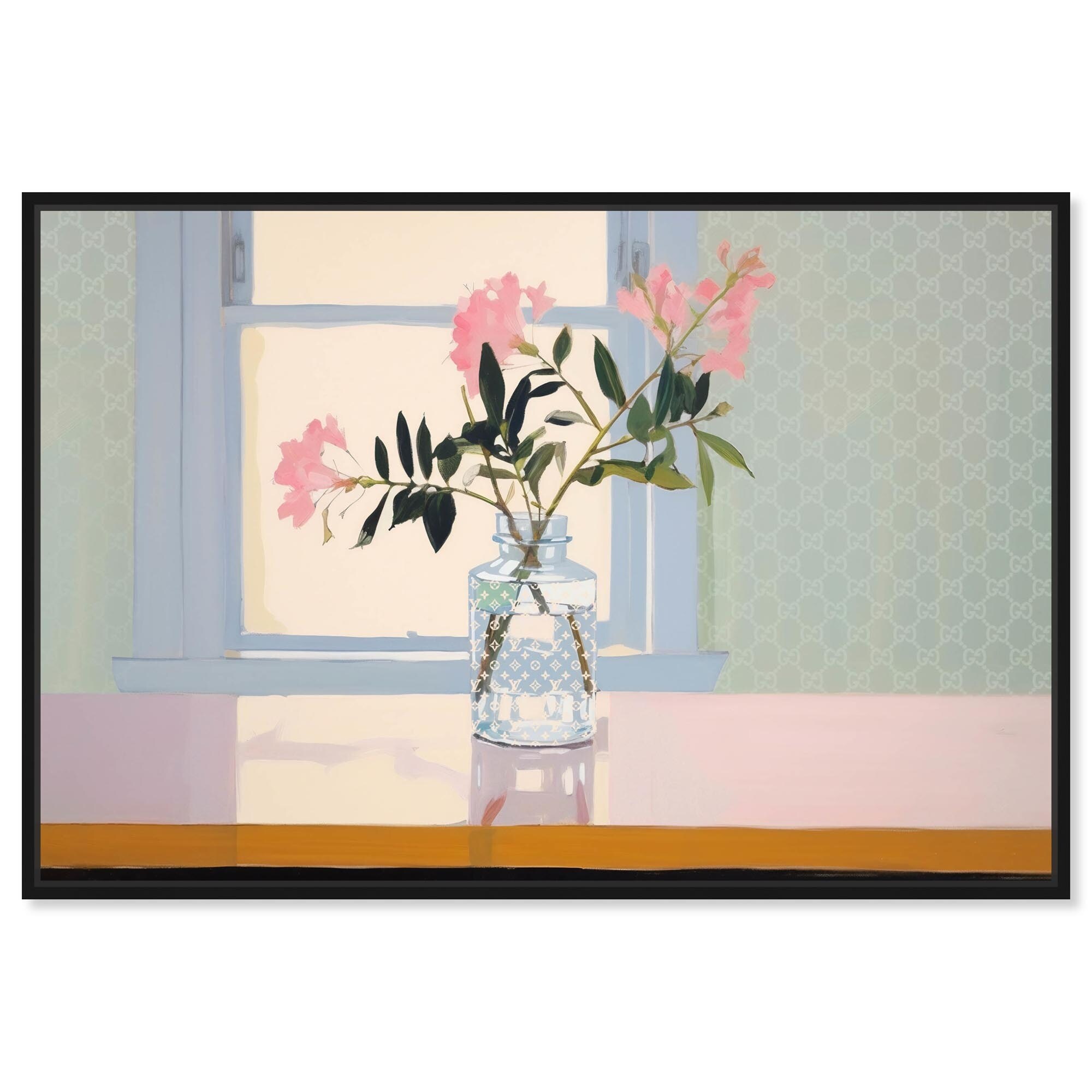 Soft Light Floral Vase Canvas Glam Livingroom Wall Art by Art Remedy