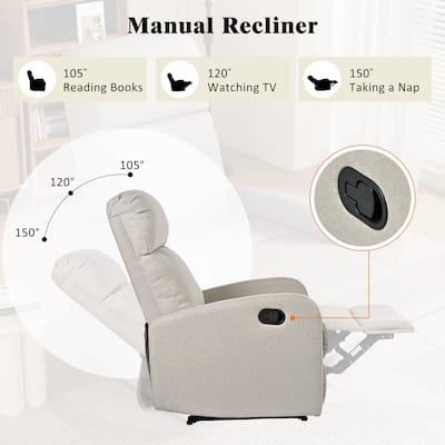 Modern Lounge Chaise Chair, Home Theater Manual Recliner Chair, Accent Chair with Three Adjustable Angles