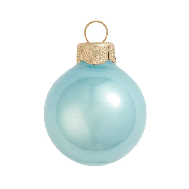 Petite Pearl Finish Glass Christmas Ball Ornaments - 1.25" (30mm) - Baby Blue - 40ct