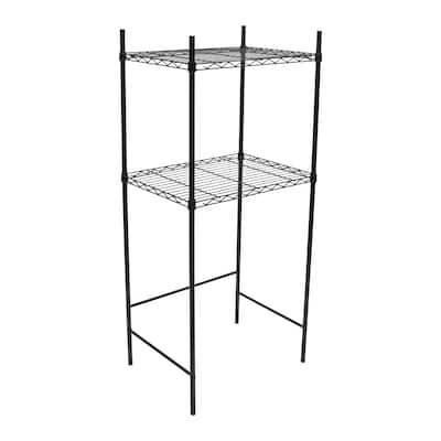 Organize It All Mini Fridge and Microwave Stand in Black - 24 x 17.75 x 53"