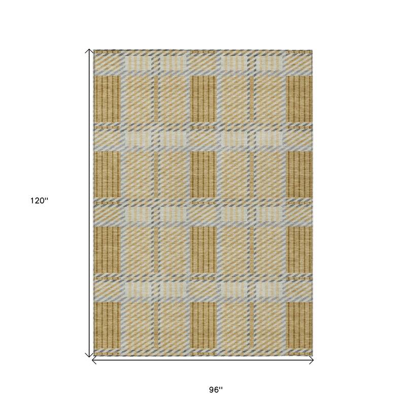 HomeRoots Plaid Transitional Rectangle Outdoor Rug