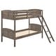 preview thumbnail 2 of 1, Flynn Weathered Brown Wood Frame Bunk Bed