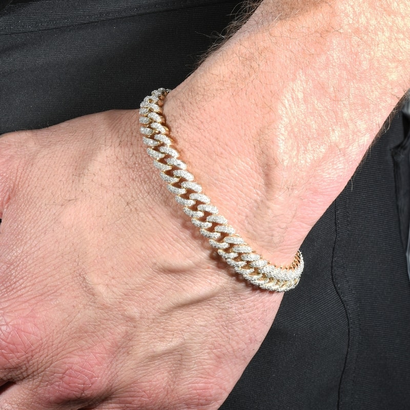 4.42Ct Men's VS Lab Diamond Cuban 8.5" Bracelet White Gold 26 Grams 9.6mm
