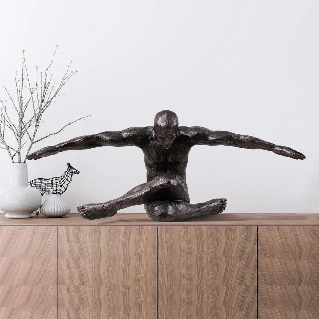 Stretching Human Sculpture - 25" - Bronze