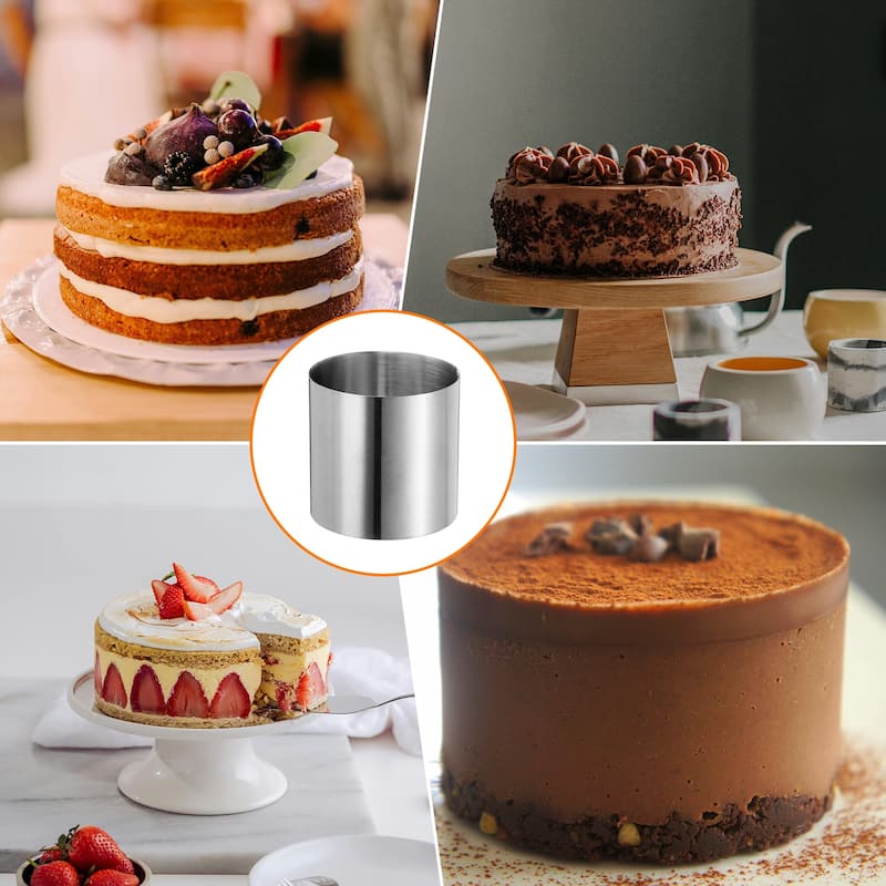 2PCS Round Cake Ring Stainless Steel Pastry Mousse Dessert Ring