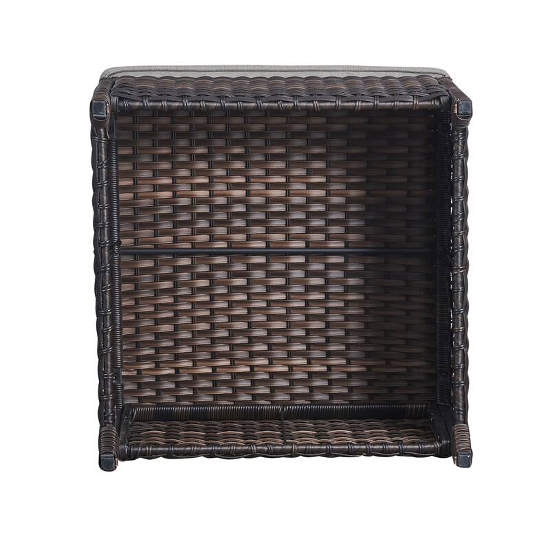 Pocassy Outdoor cushioned Wicker Footstool Ottomans