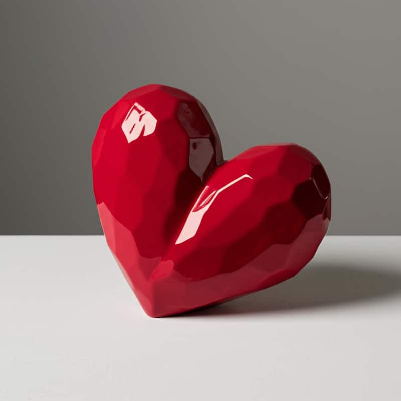 Modern Geometric Heart Sculpture - Ceramic Decorative Object