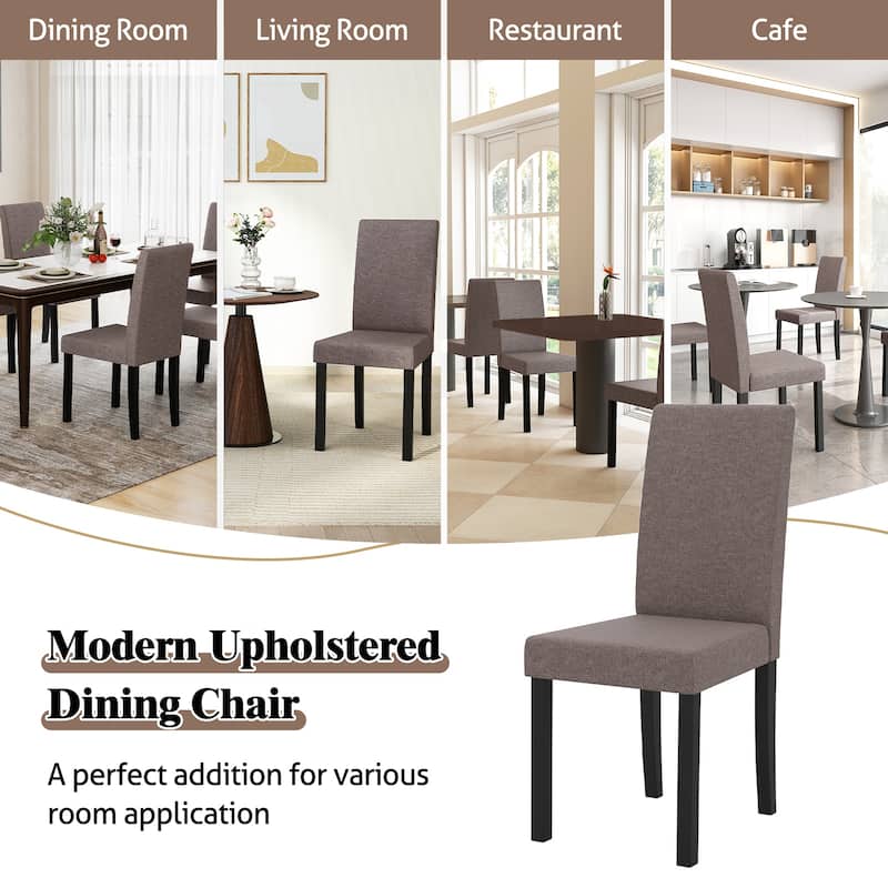 Gymax Dining Chair Set of 2 Fabric Upholstered Rubber Wood Legs Side