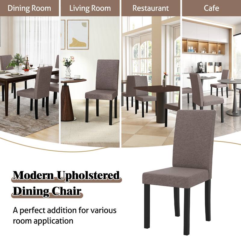 Gymax Dining Chair Set of 4 Fabric Upholstered Rubber Wood Legs Side