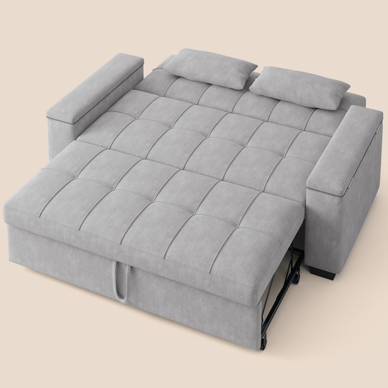 3 in 1 Convertible Sofa Bed Futon Couches with Reclining Backrest, Loveseat Sleeper Sofabed with Pull Out Couch