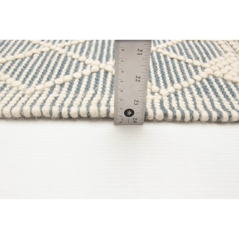 ECARPETGALLERY Braid weave Sienna Teal Wool Rug - 5'1 x 8'0