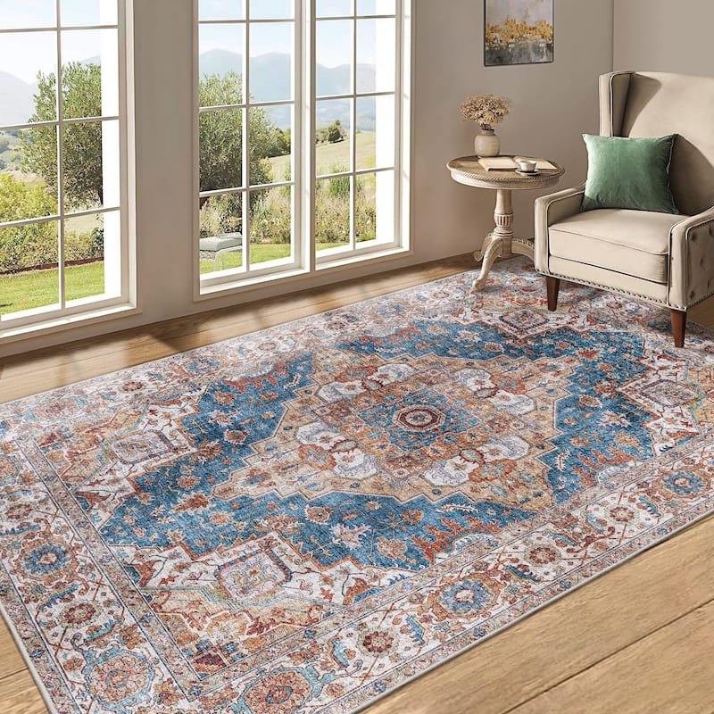 Machine Washable Vintage Bohemia 5'x7' Area Rug