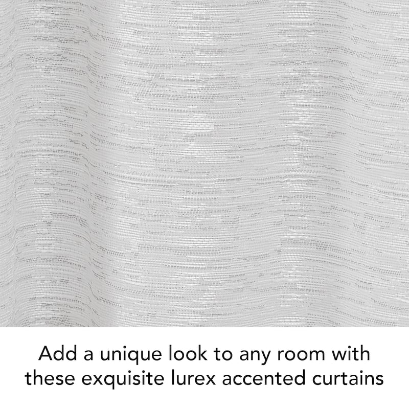 Creative Home Ideas Melinda Lurex Jacquard Back Tab Window Curtain Panel Pair with Tiebacks