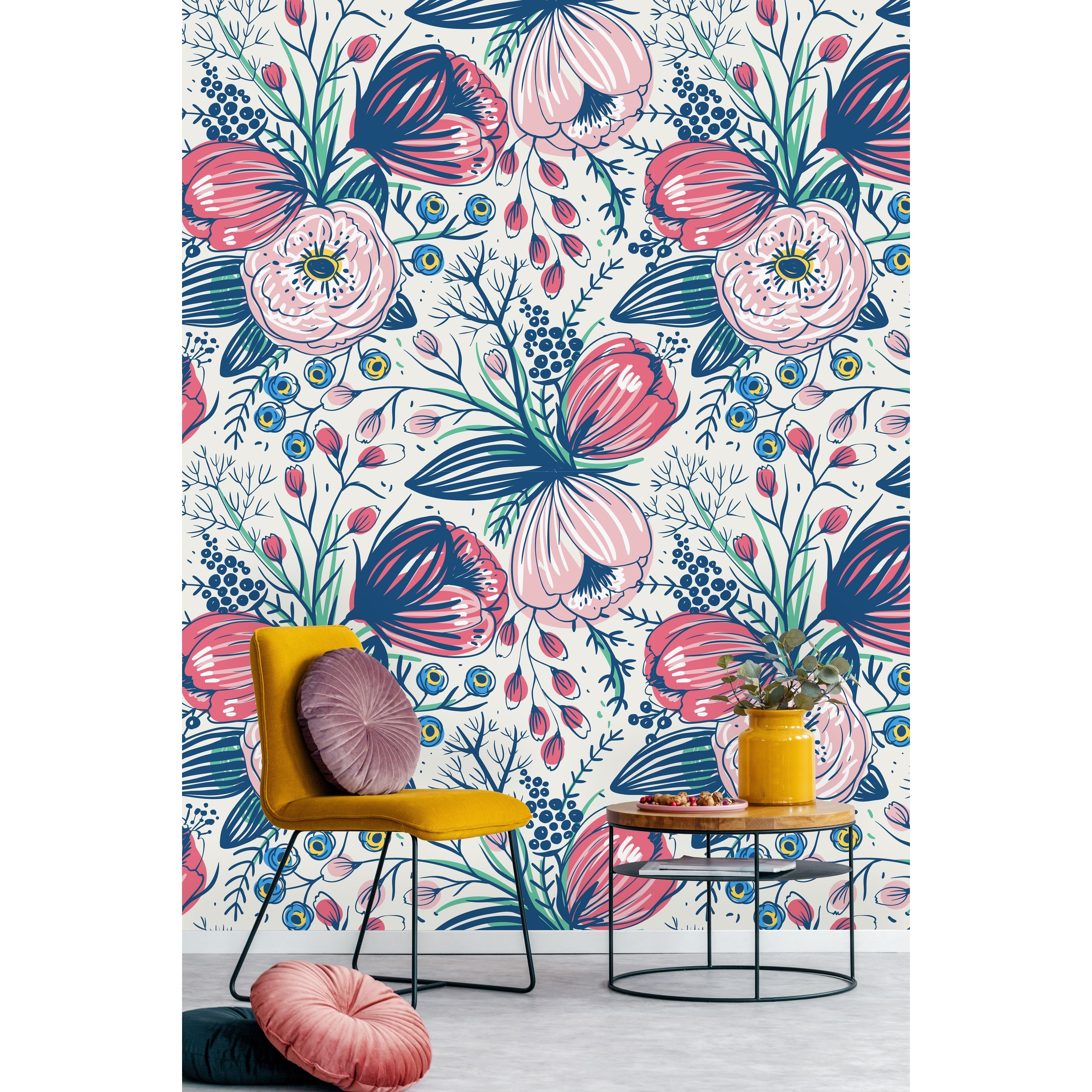 Vintage Poppy Flowers Wallpaper Mural - Overstock - 32617100