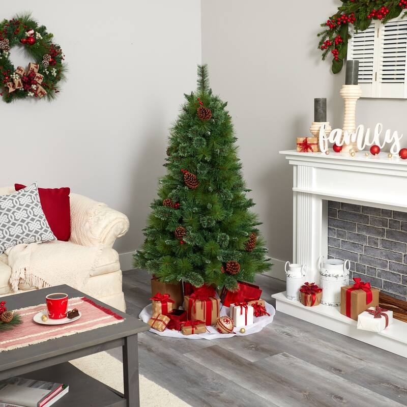 5' Montana Mixed Pine Artificial Christmas Tree with Pine Cones, Berries and 250 Clear LED Lights