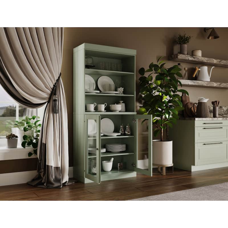 100% Solid Wood 32" Kitchen Pantry Cabinet with 2 Doors by Palace Imports