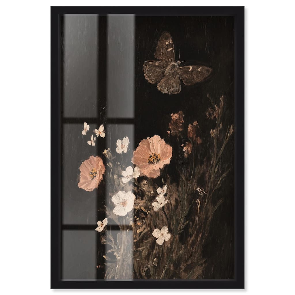 Poppy and Moth I Shadowbox by Art Remedy